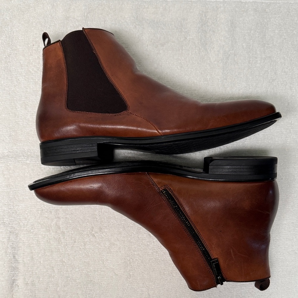 Men’s Karl Lagerfeld Leather Chelsea Cognac Brown Boots Size 10.5M - Picture 4 of 16